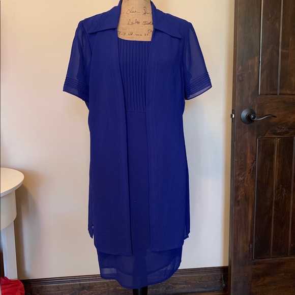 Studio I Petite Dresses & Skirts - Pretty blue petite dress w/matching duster-NWOT!